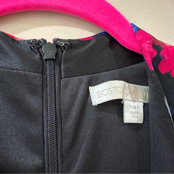 BOSTON PROPER Women 8 Fit&flare Dress Rose Floral Printed Red Black Swing - Picture 5 of 6